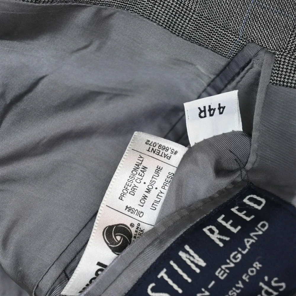 Austin Reed 44R 36x30 Gray Glenn Check Wool Mens Jacket Pants Suit